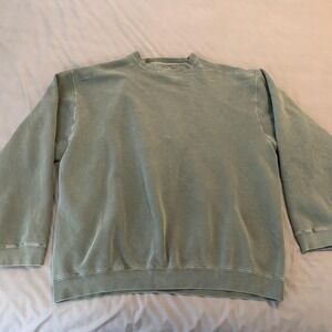 Authentic Pigment Sweatshirt Mens 2XL Green Garment Washed Pigment Dyed Crewneck
